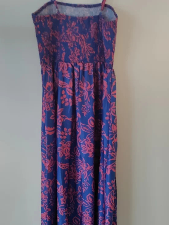 Maxi Sundress with Smocked Bust, Spaghetti Straps, Flowy A-Line Fit Size L - Picture 8 of 11